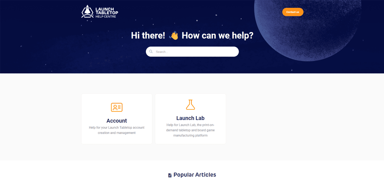 Launch Tabletop knowledge base website
