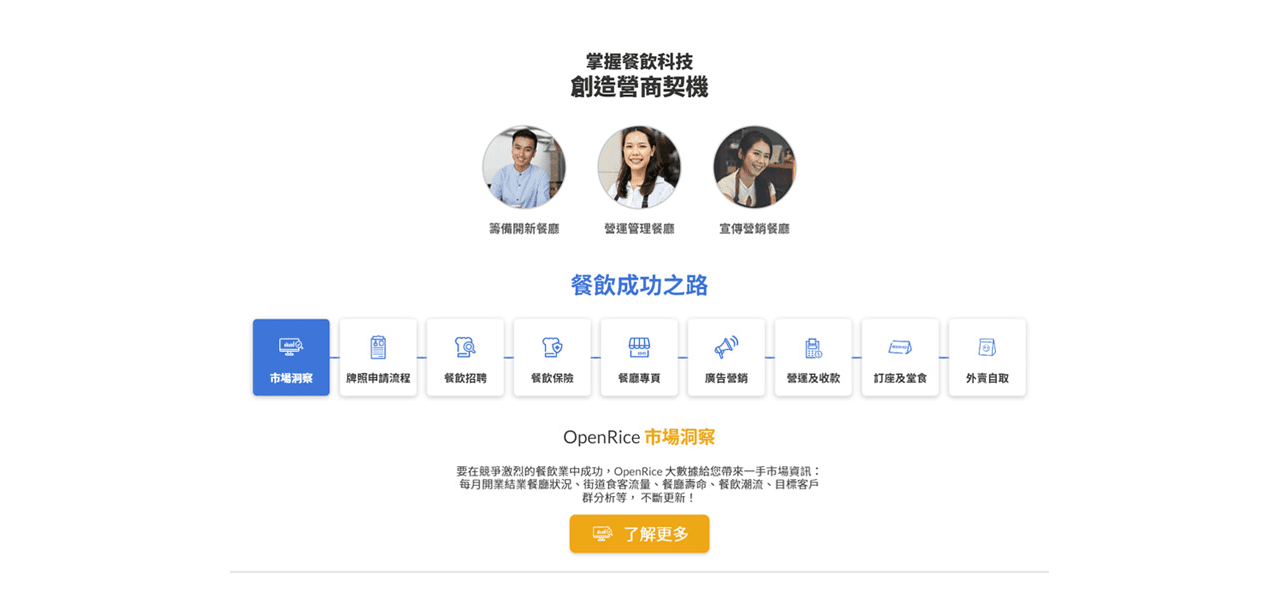 OpenRice Biz website homepage