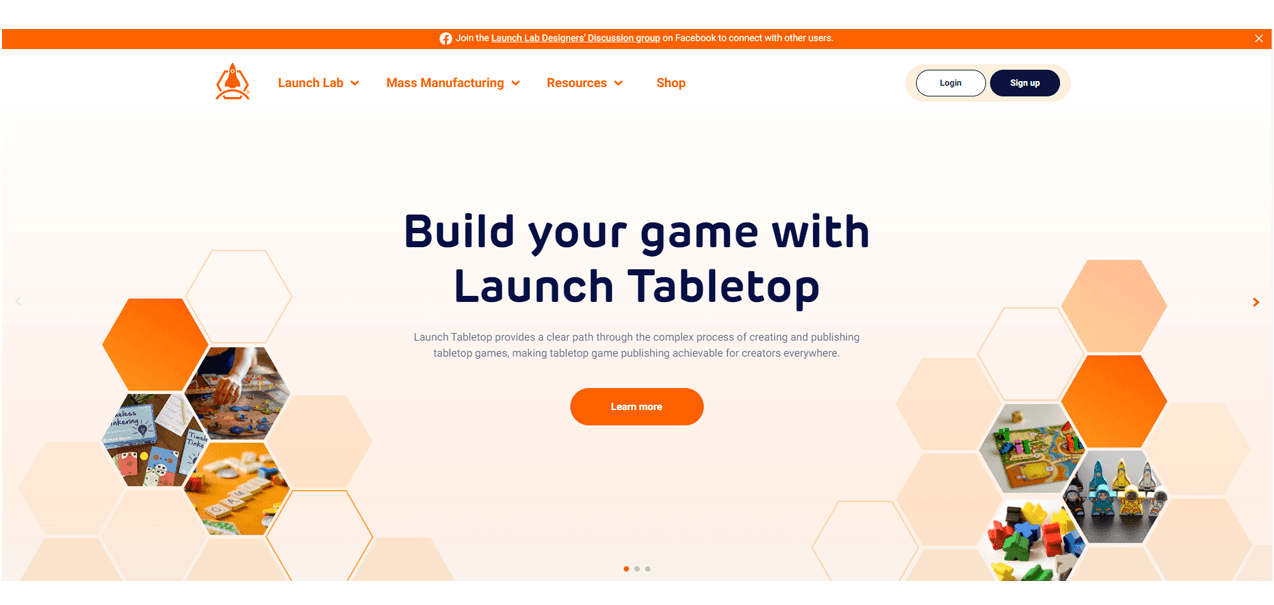 Launch Tabletop website homepage